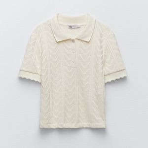 Zara Cream polo Knit Shirt